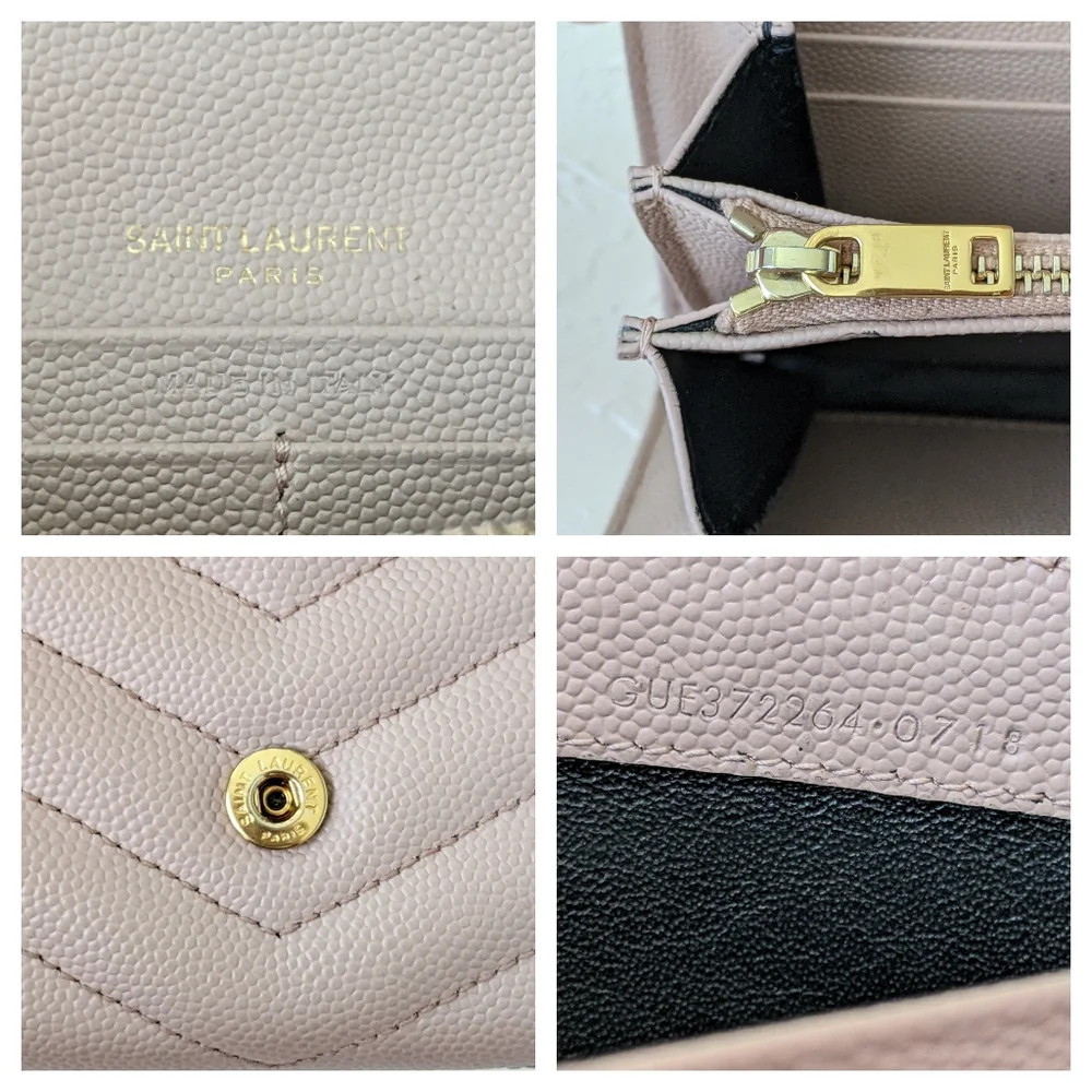 Chic Yves Saint Laurent YSL Clutch Wallet w Chain Buff Pink MSRP $1499 - Picture 11 of 15